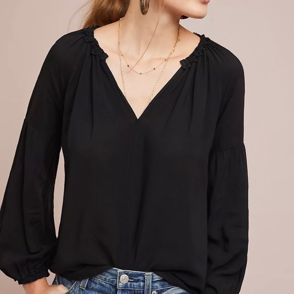 VELVET Long Sleeve Peasant Top Blouse  Burgandy Size Small - Picture 8 of 9